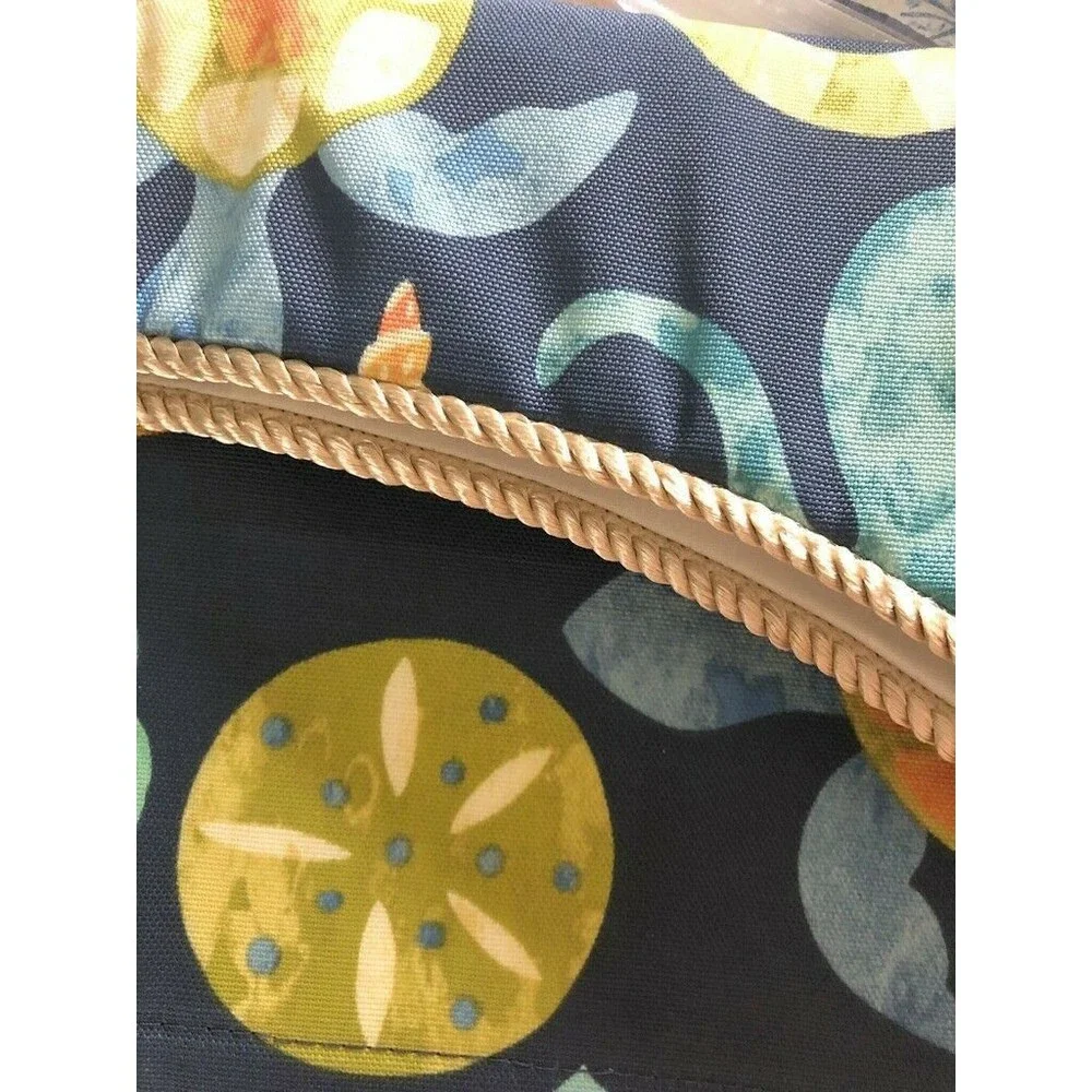 Sea Point Arch Valance Navy Rope Cord Trim Nautical Print Summer Beach House